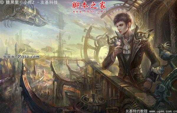 ‘photoshop鼠绘制作幻想世界中的忧郁男子‘