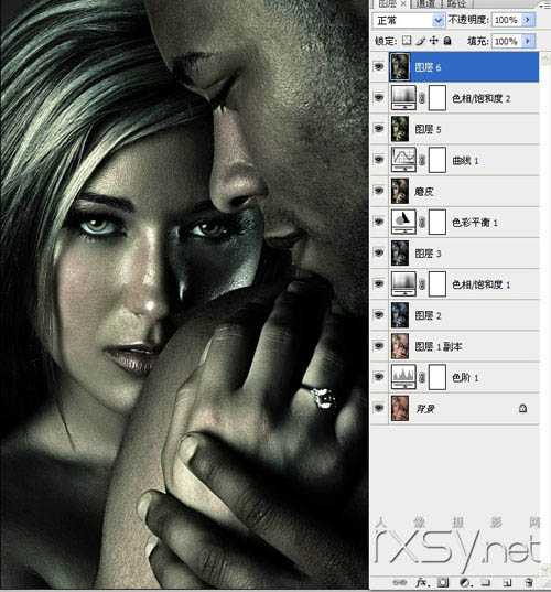 ‘PS调出墨绿色金属质感肤色教程‘