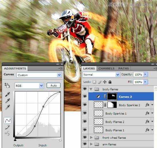 ‘Photoshop制作超酷的火速行驶的动感自行车特性‘