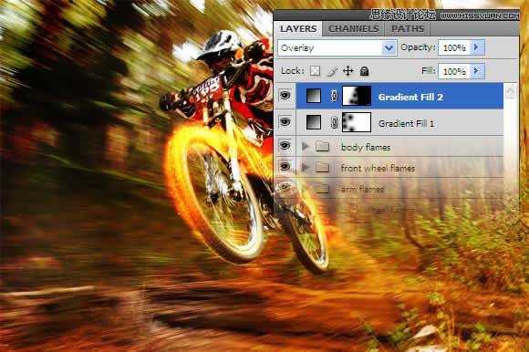 ‘Photoshop制作超酷的火速行驶的动感自行车特性‘