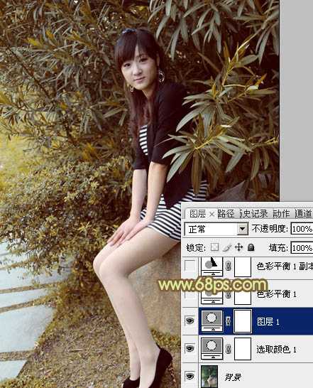 ‘Photoshop为树林美女加上柔和的古典褐色调效果教程‘