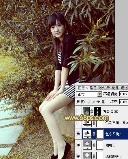 ‘Photoshop为树林美女加上柔和的古典褐色调效果教程‘