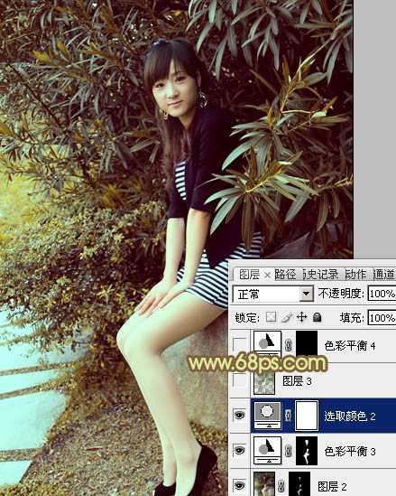 ‘Photoshop为树林美女加上柔和的古典褐色调效果教程‘