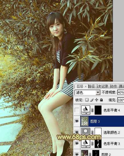 ‘Photoshop为树林美女加上柔和的古典褐色调效果教程‘