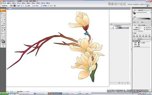 Illustrator绘制矢量风格的中国花鸟画,破洛洛