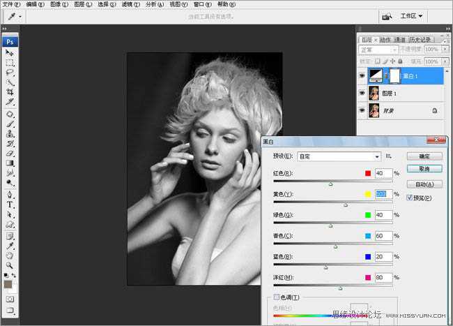 ‘Photoshop将打造出非常有质感的黑白人像图片效果‘