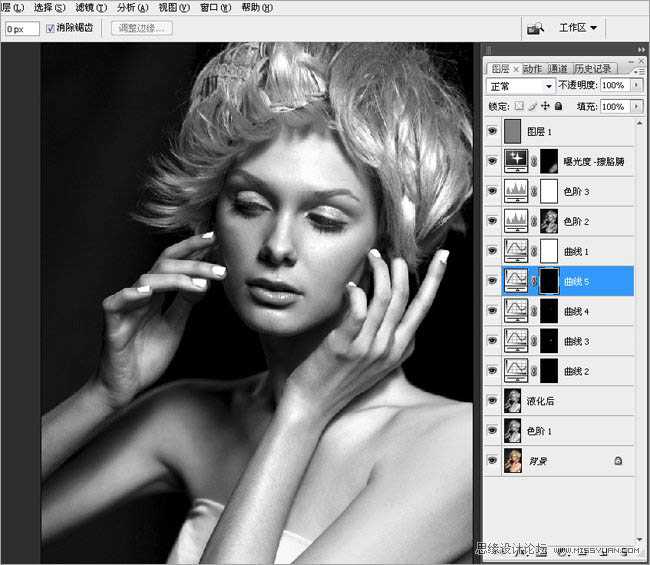 ‘Photoshop将打造出非常有质感的黑白人像图片效果‘