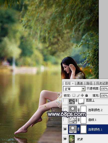 ‘Photoshop为水景人物图片打造艳丽的秋季暖色特效‘