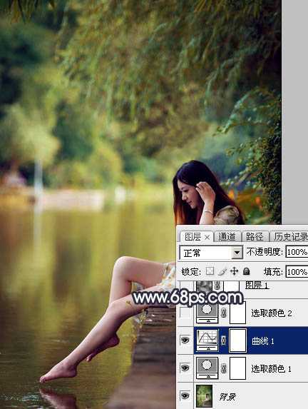 ‘Photoshop为水景人物图片打造艳丽的秋季暖色特效‘