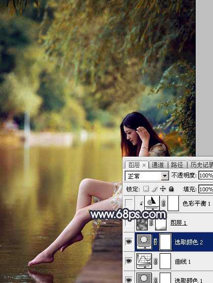 ‘Photoshop为水景人物图片打造艳丽的秋季暖色特效‘