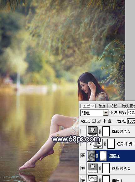 ‘Photoshop为水景人物图片打造艳丽的秋季暖色特效‘