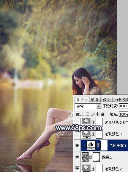 ‘Photoshop为水景人物图片打造艳丽的秋季暖色特效‘