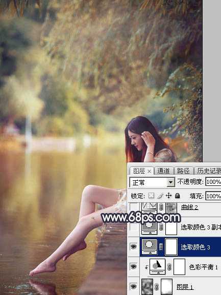 ‘Photoshop为水景人物图片打造艳丽的秋季暖色特效‘