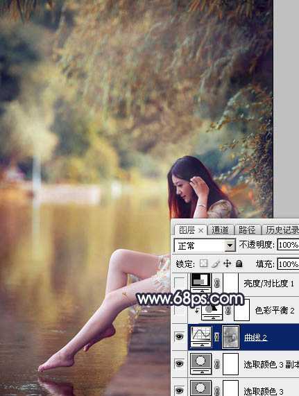 ‘Photoshop为水景人物图片打造艳丽的秋季暖色特效‘
