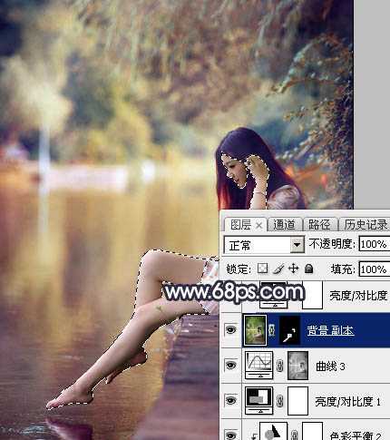 ‘Photoshop为水景人物图片打造艳丽的秋季暖色特效‘