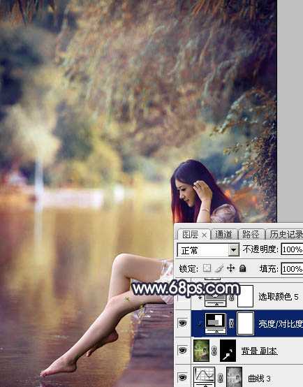 ‘Photoshop为水景人物图片打造艳丽的秋季暖色特效‘