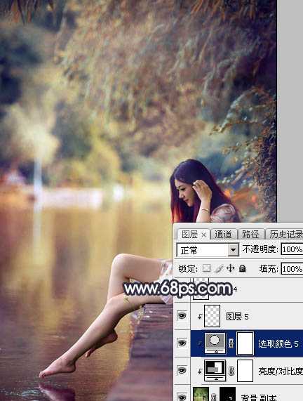 ‘Photoshop为水景人物图片打造艳丽的秋季暖色特效‘