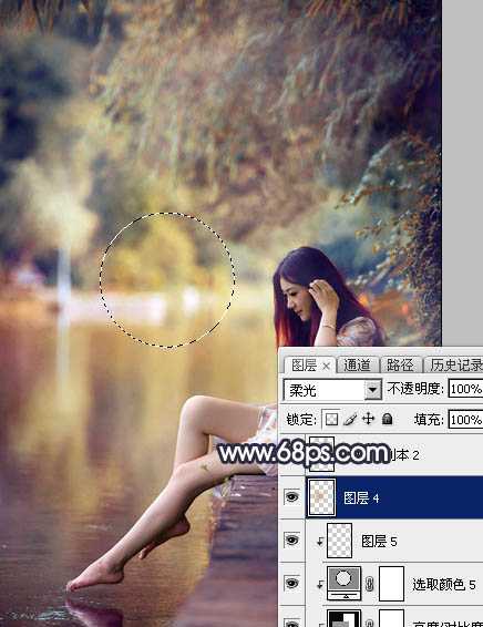 ‘Photoshop为水景人物图片打造艳丽的秋季暖色特效‘