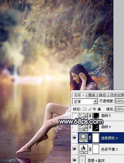 ‘Photoshop为水景人物图片打造艳丽的秋季暖色特效‘