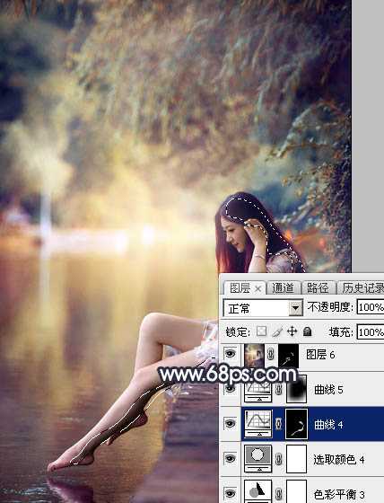 ‘Photoshop为水景人物图片打造艳丽的秋季暖色特效‘