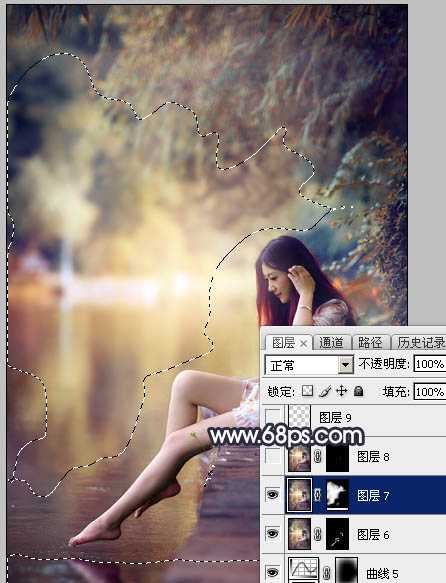 ‘Photoshop为水景人物图片打造艳丽的秋季暖色特效‘