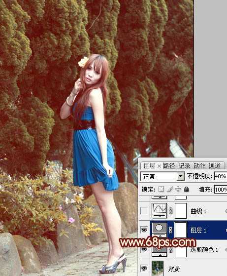 ‘Photoshop为外景美女图片打造出暖暖的红褐色效果‘