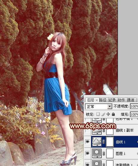 ‘Photoshop为外景美女图片打造出暖暖的红褐色效果‘