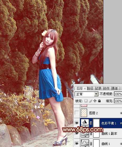 ‘Photoshop为外景美女图片打造出暖暖的红褐色效果‘