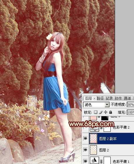 ‘Photoshop为外景美女图片打造出暖暖的红褐色效果‘