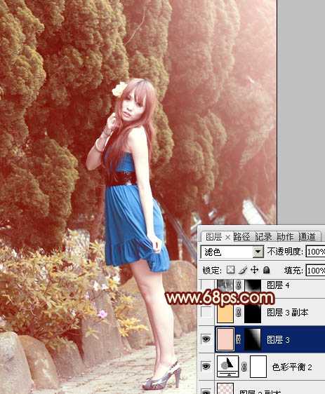 ‘Photoshop为外景美女图片打造出暖暖的红褐色效果‘