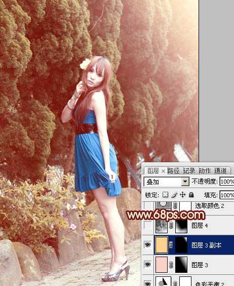 ‘Photoshop为外景美女图片打造出暖暖的红褐色效果‘