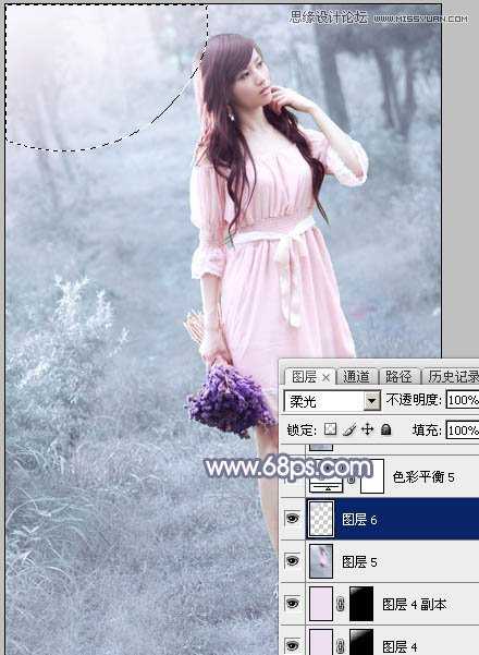 ‘Photoshop制作外景美女的唯美紫色效果‘