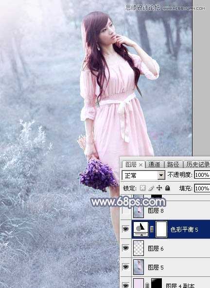 ‘Photoshop制作外景美女的唯美紫色效果‘