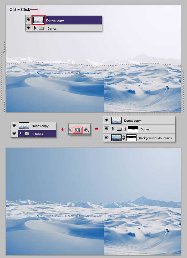 ‘photoshop将荒漠场景打造出迪士尼风格的雪景图‘