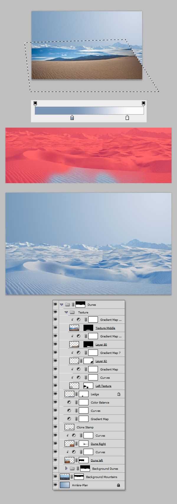 ‘photoshop将荒漠场景打造出迪士尼风格的雪景图‘