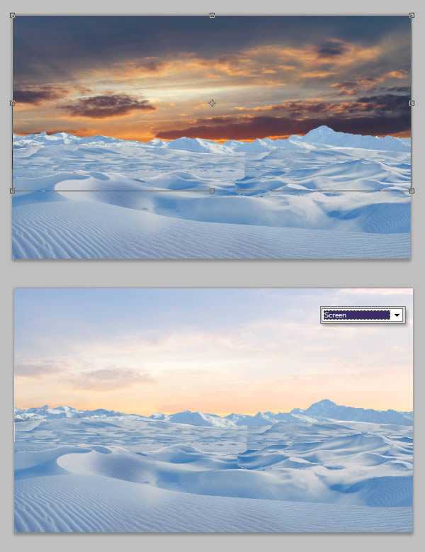 ‘photoshop将荒漠场景打造出迪士尼风格的雪景图‘