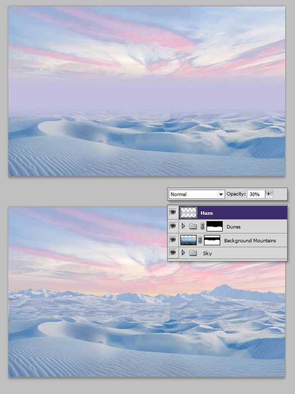 ‘photoshop将荒漠场景打造出迪士尼风格的雪景图‘