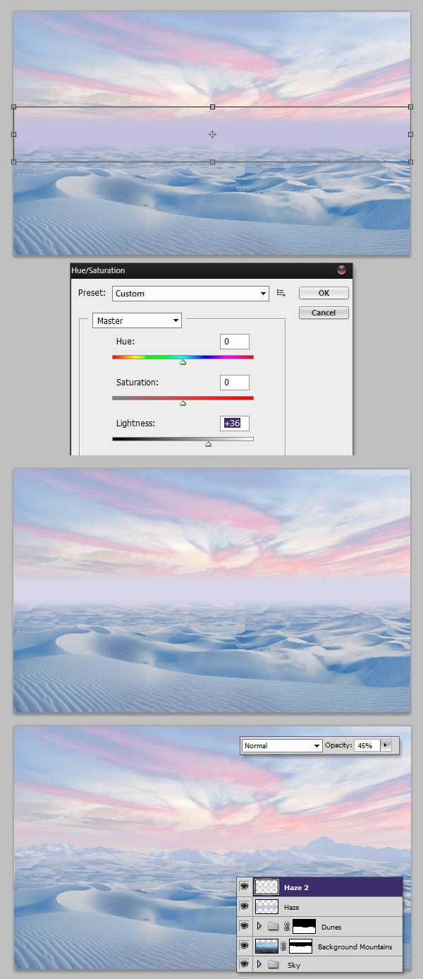 ‘photoshop将荒漠场景打造出迪士尼风格的雪景图‘