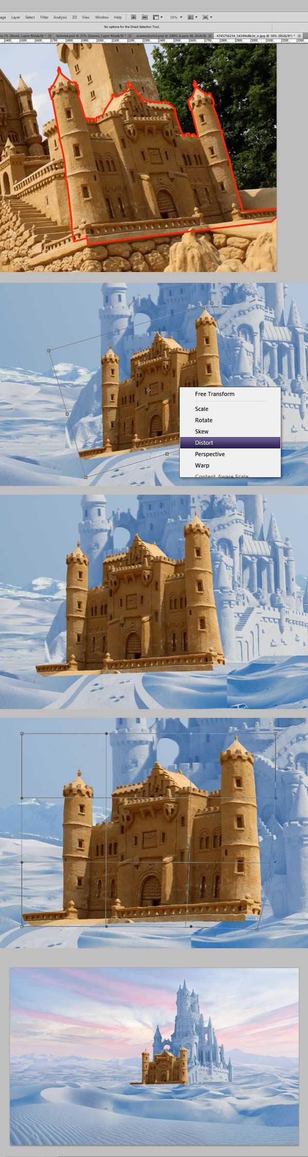 ‘photoshop将荒漠场景打造出迪士尼风格的雪景图‘