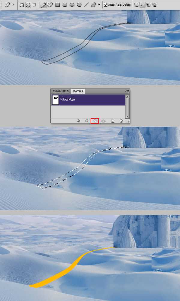 ‘photoshop将荒漠场景打造出迪士尼风格的雪景图‘