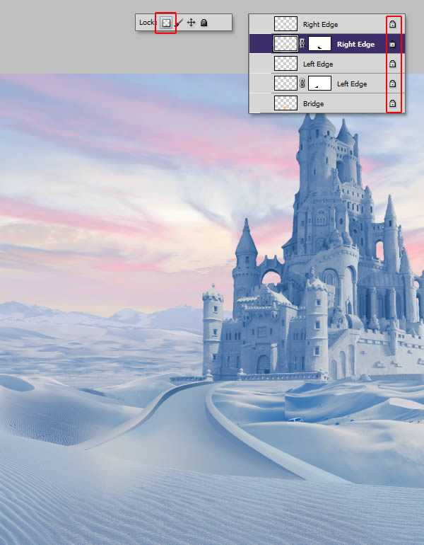 ‘photoshop将荒漠场景打造出迪士尼风格的雪景图‘