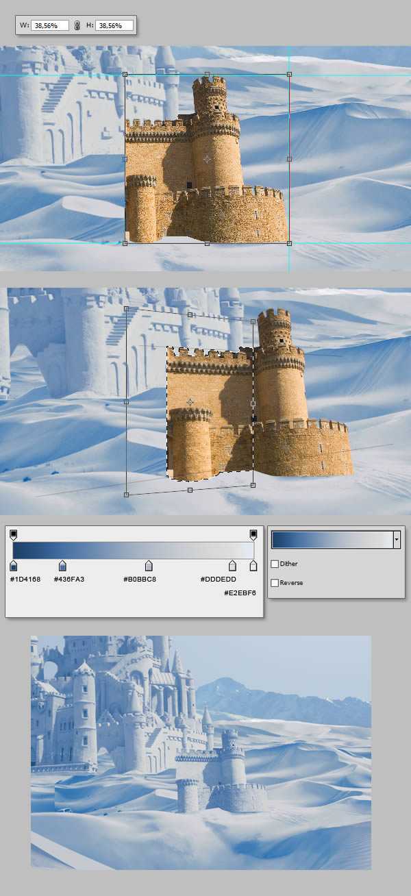 ‘photoshop将荒漠场景打造出迪士尼风格的雪景图‘