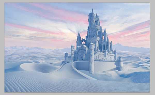 ‘photoshop将荒漠场景打造出迪士尼风格的雪景图‘