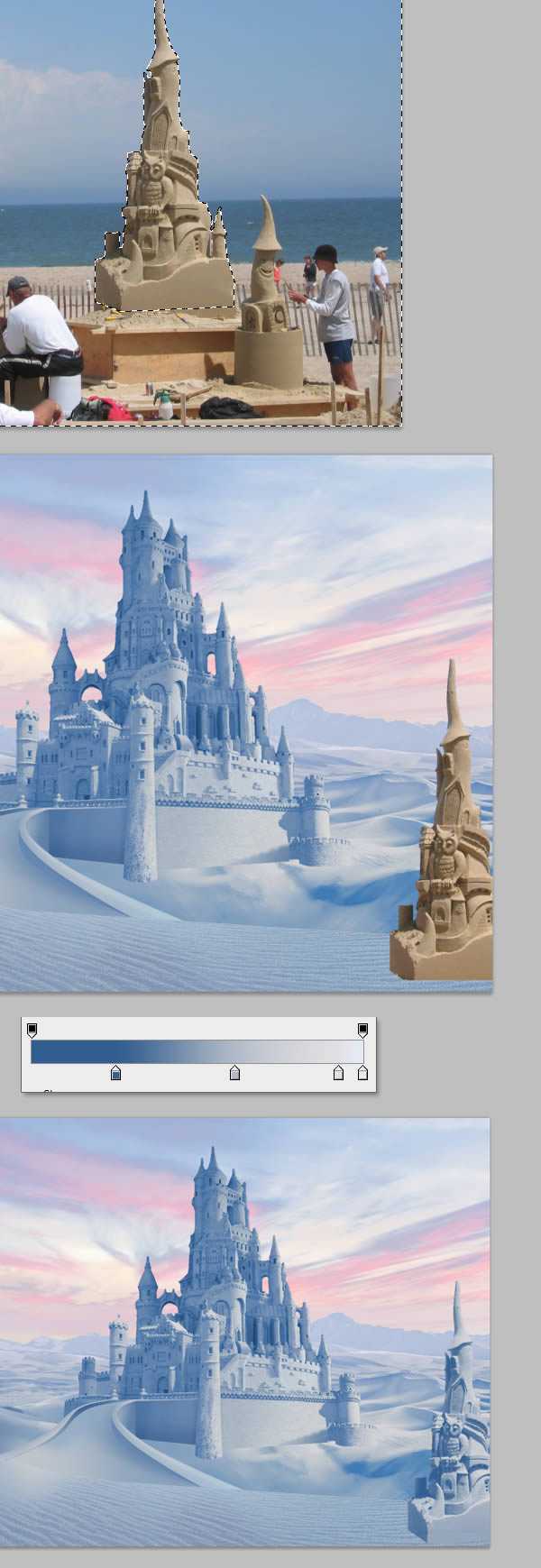 ‘photoshop将荒漠场景打造出迪士尼风格的雪景图‘