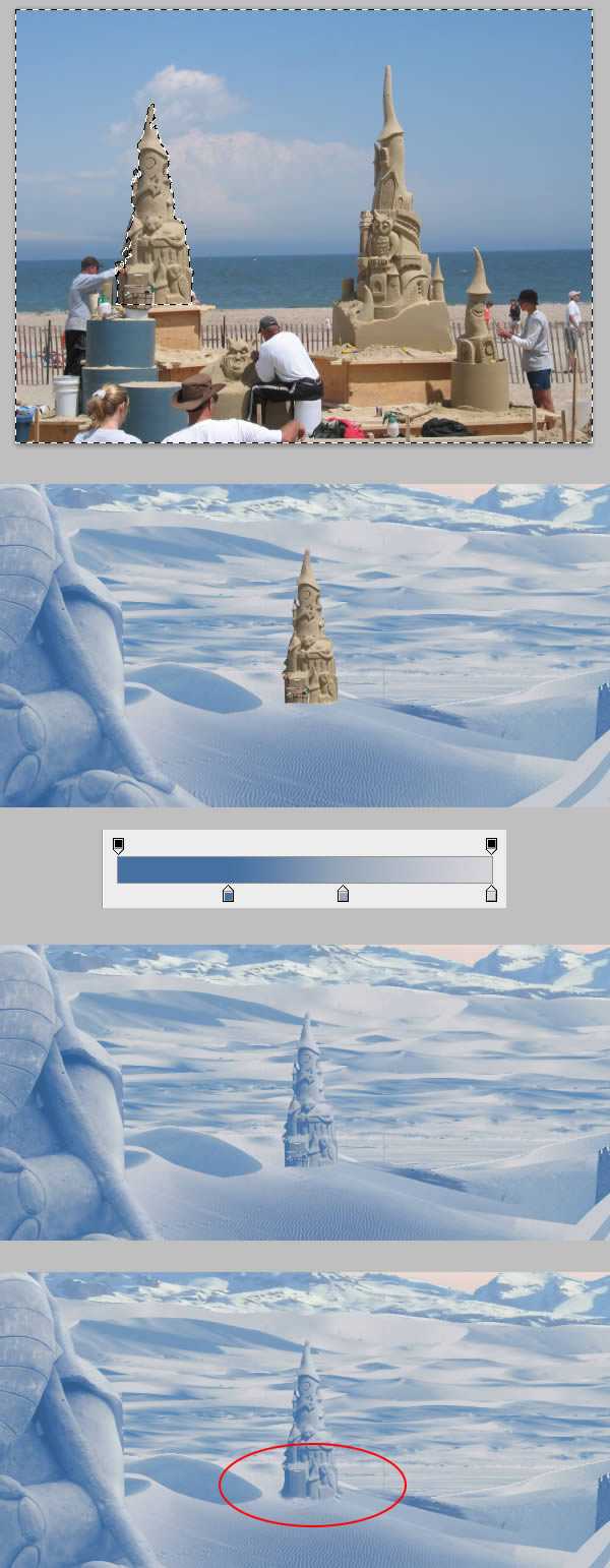 ‘photoshop将荒漠场景打造出迪士尼风格的雪景图‘