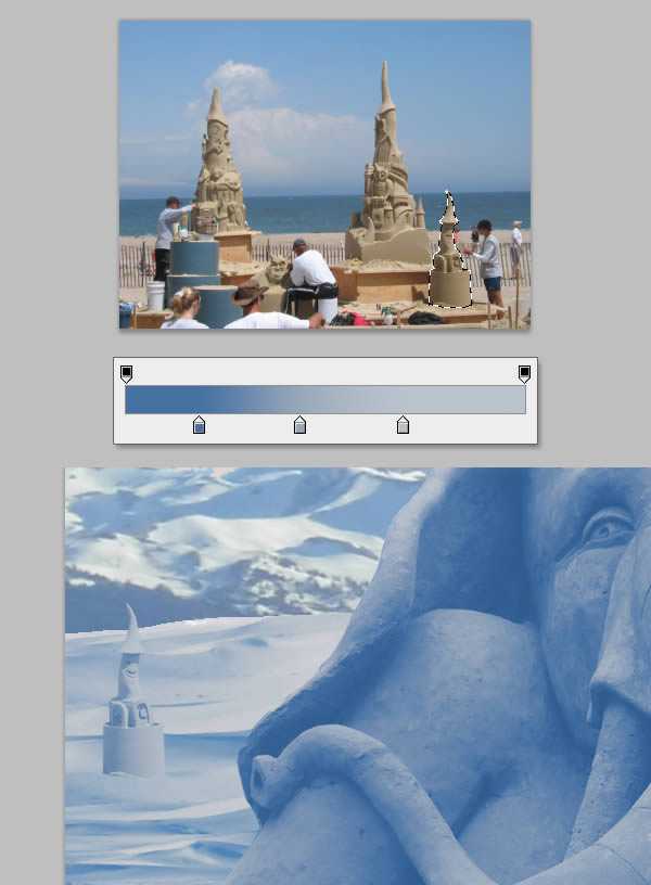 ‘photoshop将荒漠场景打造出迪士尼风格的雪景图‘