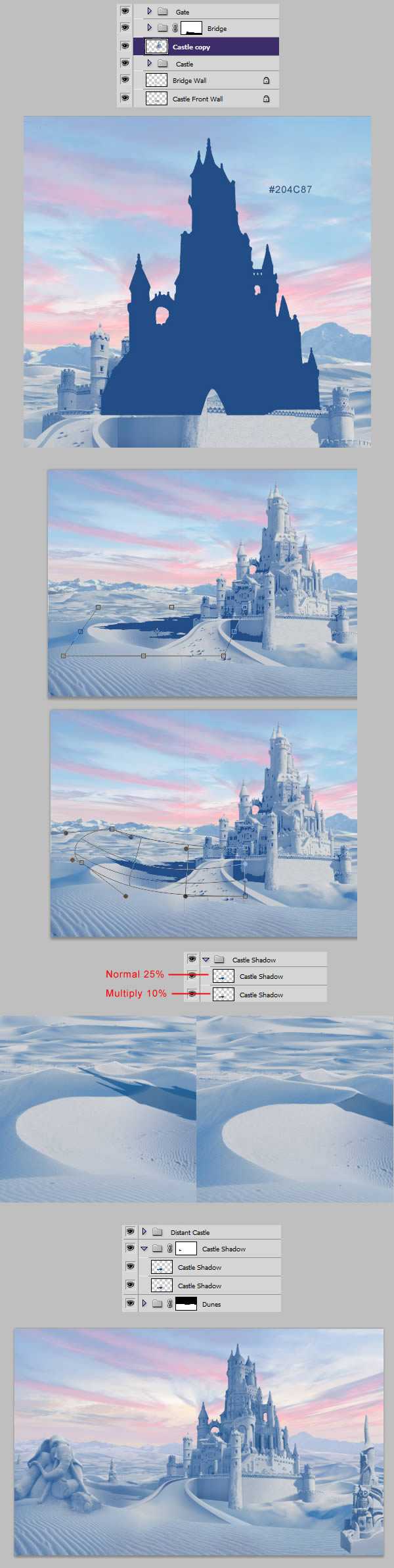 ‘photoshop将荒漠场景打造出迪士尼风格的雪景图‘