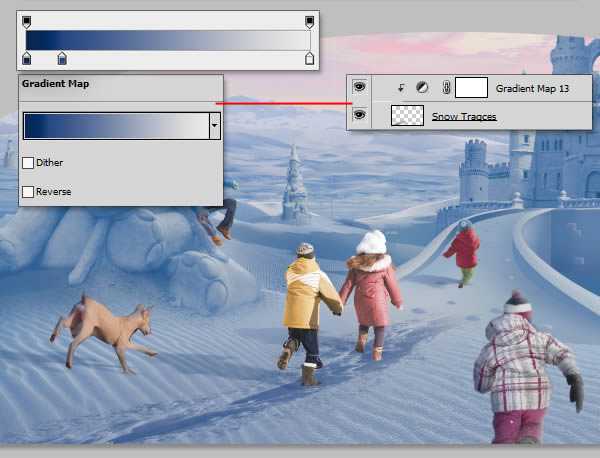 ‘photoshop将荒漠场景打造出迪士尼风格的雪景图‘