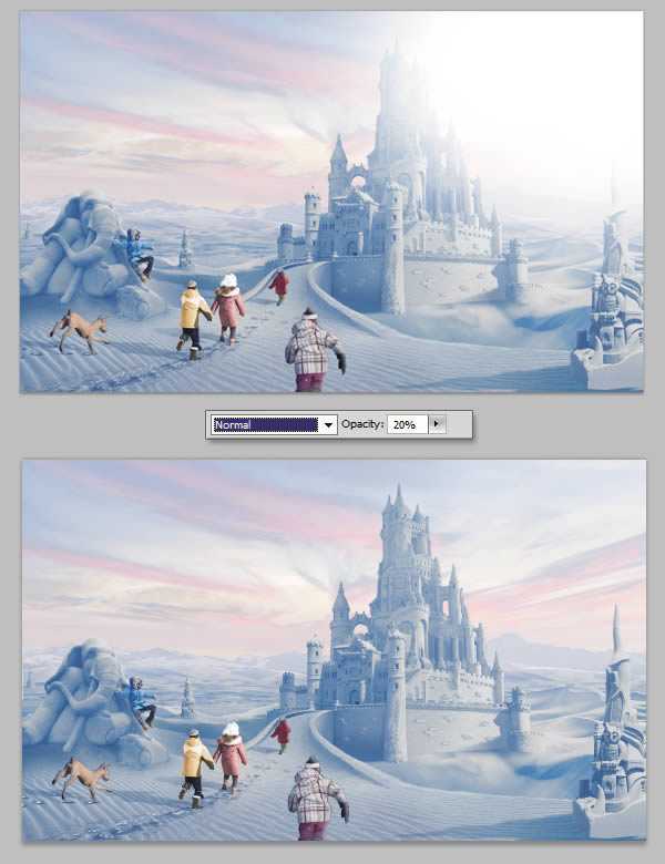 ‘photoshop将荒漠场景打造出迪士尼风格的雪景图‘