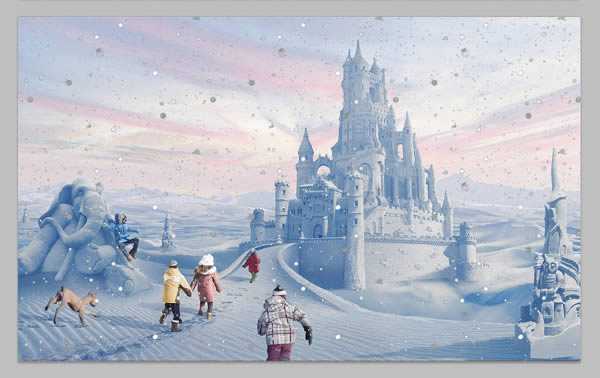 ‘photoshop将荒漠场景打造出迪士尼风格的雪景图‘